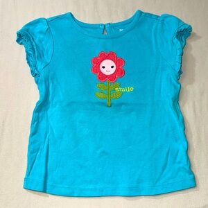 🆕 Daisy Flower Shirt Top Girl’s 3T Blue Turquoise Embroidered
Summer Smile Cute